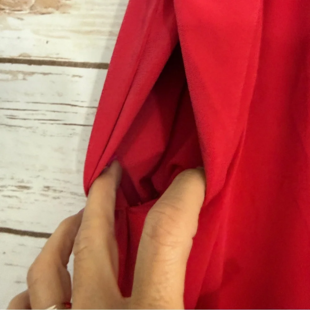 Susan Graver Weekend Red Pull On Drawstring Wide Leg Pants - Picture 5 of 8
